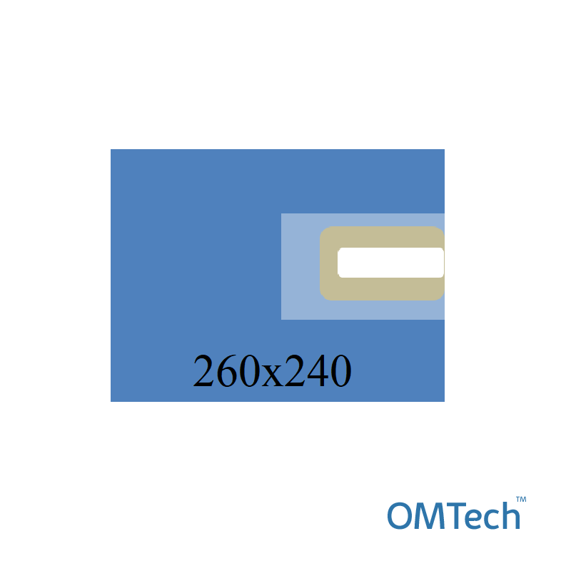 Покриття операційне OMTech™ для ортопедії (ендопротезування) 260х240см з U-подібним адгез. полем 100х35см та поглинаючою зоною 75х120см (лам. спб - 56 г/м2)